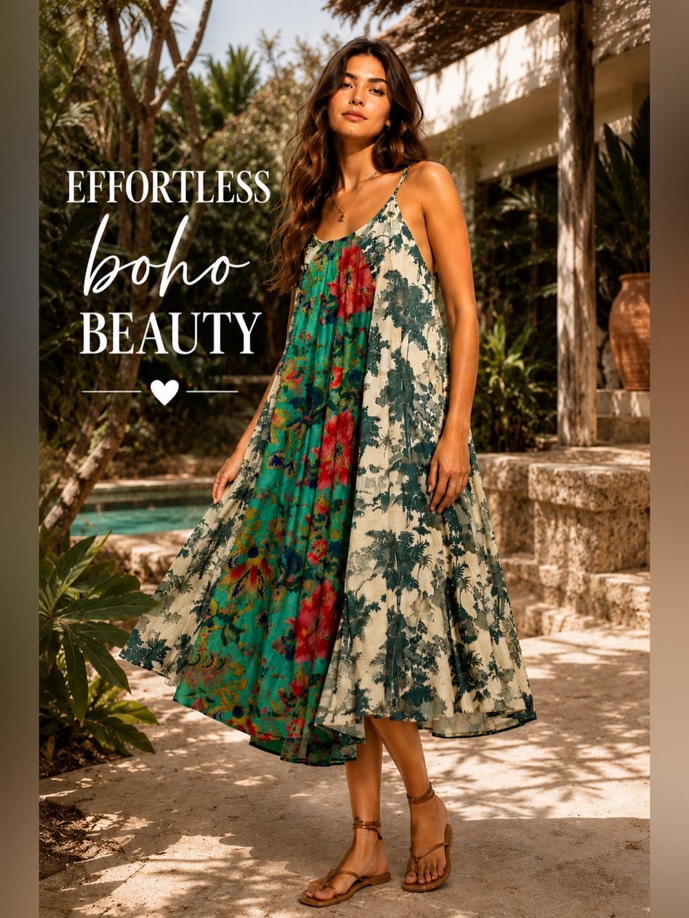 Maeve Anthropologie Mixed Print Toile Floral Slip Midi Dress Green Multi L - Picture 5 of 11